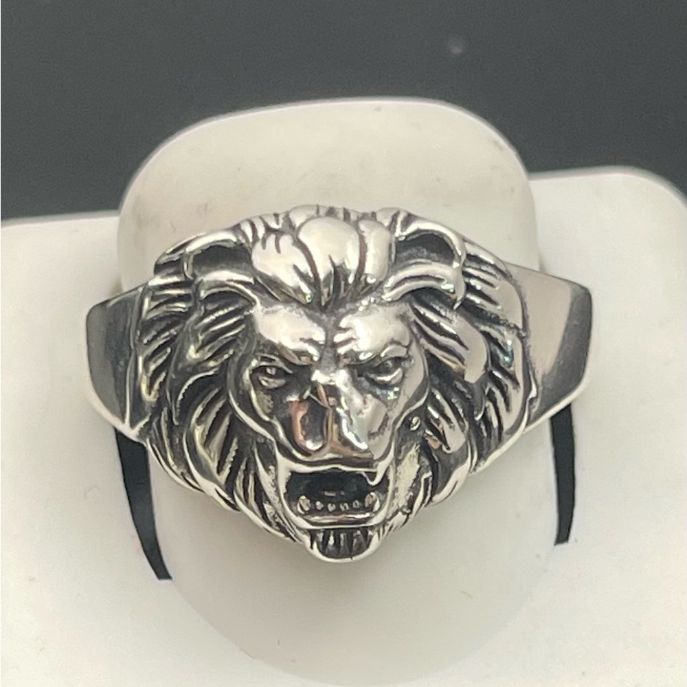 Silver Lion Head Ring